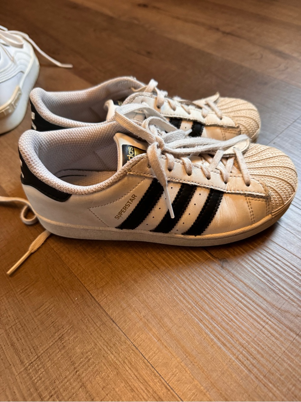 adidas Kids Superstar Sneakers - White with Black Stripes